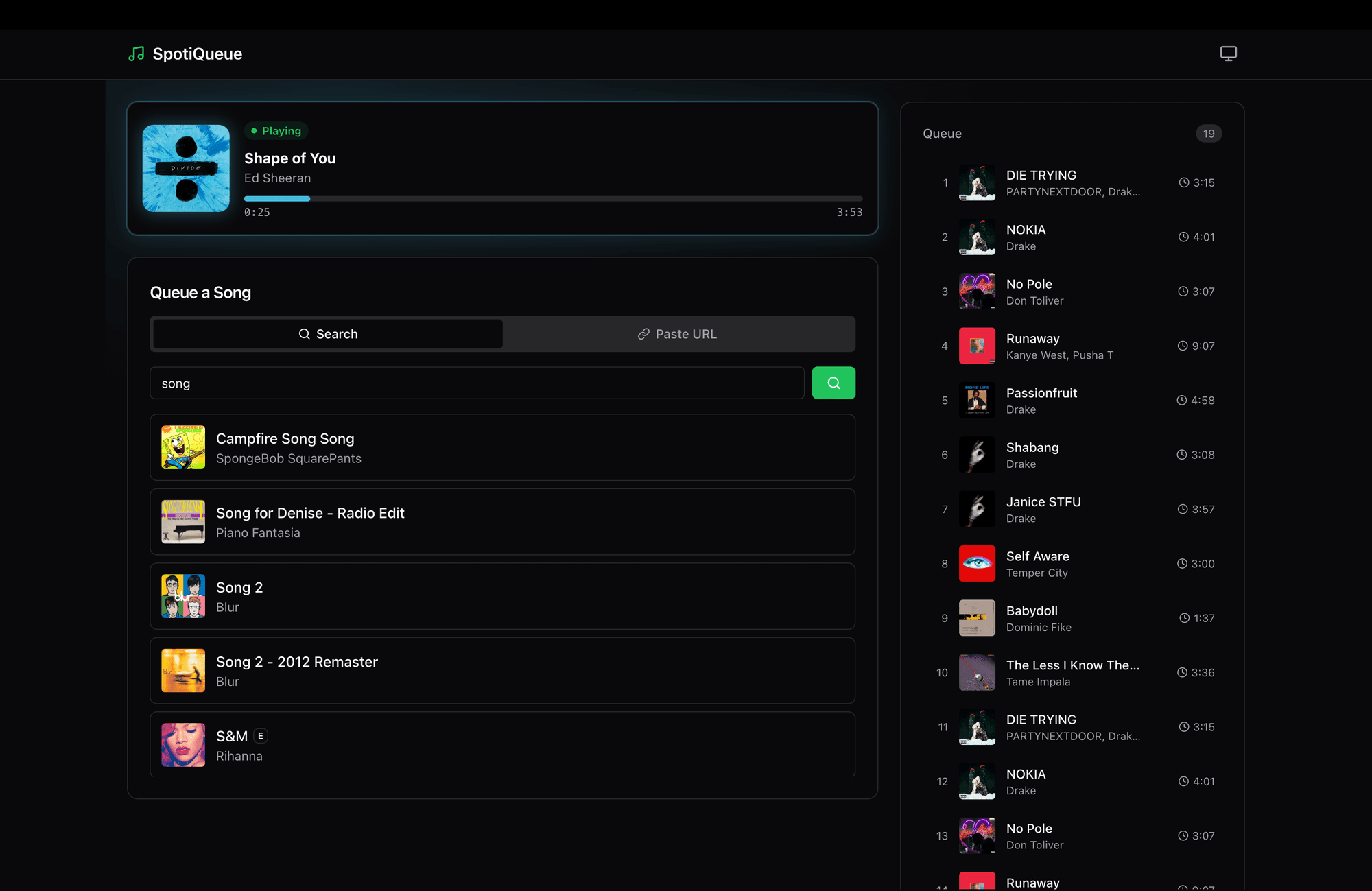 Screenshot of SpotiQueue